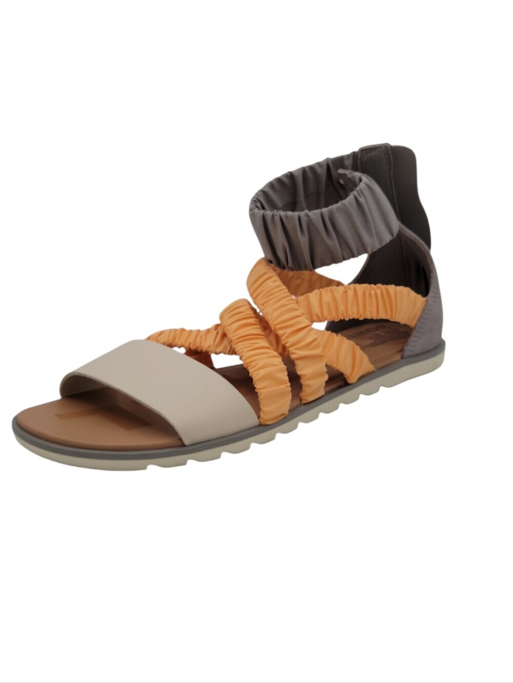 Sorel Ella II Ankle Strap Sandals Women Size 9.5 Orange Gray Leather